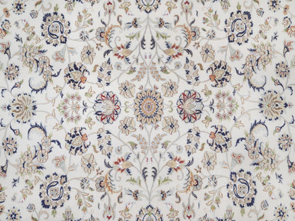 Nain Fine Oriental hand-knotted wool/silk rug in Ivory & Midnight Blue, 11'11" x 15'11" — SKU O092511 (view 8)