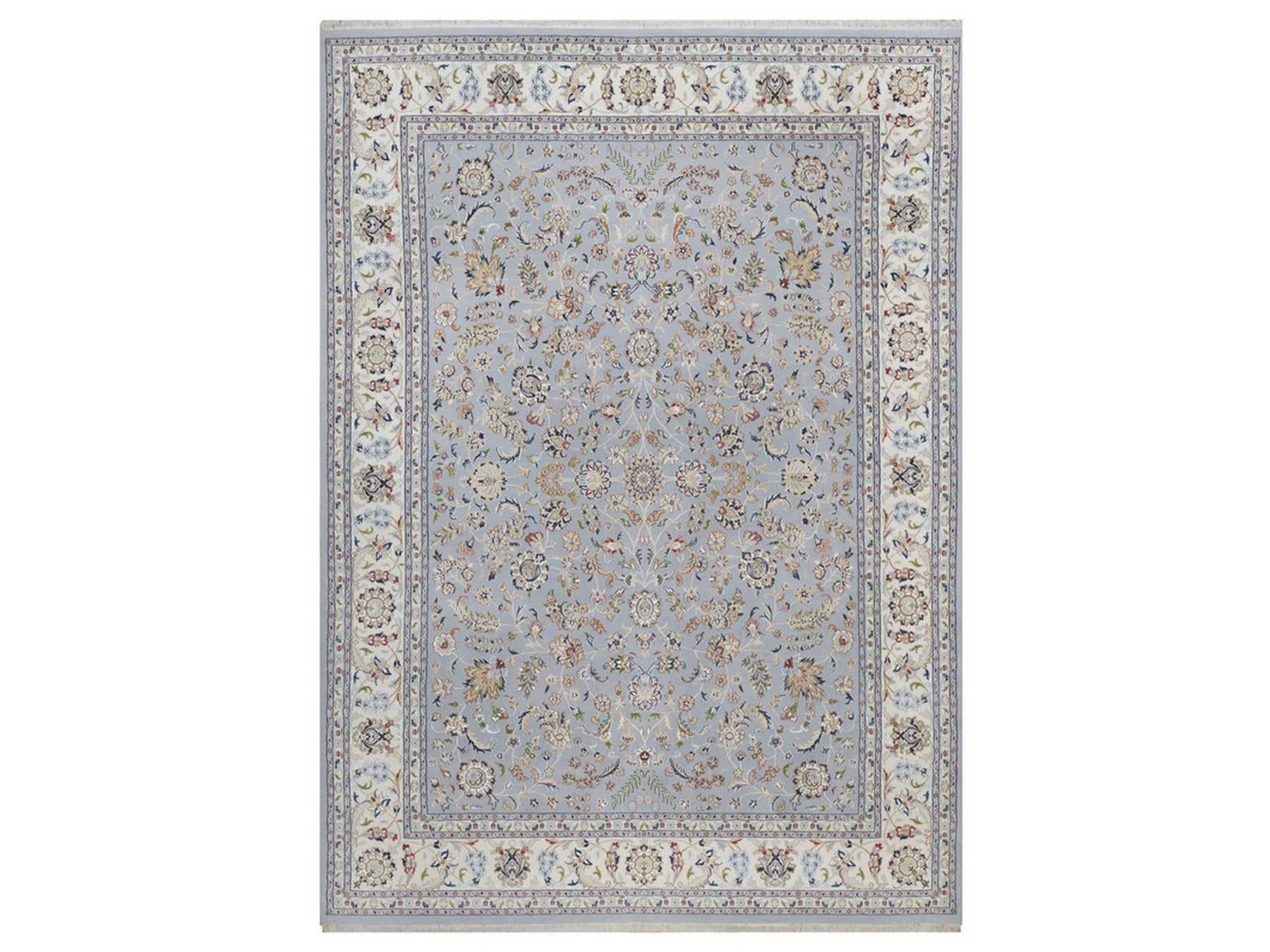 Nain Fine Oriental hand-knotted wool/silk rug in Blue & Ivory, 8'9" x 12'2" — SKU O092512