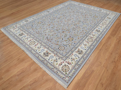 Blue 8'9" x 12'2" Fine Oriental Hand knotted Wool/Silk Rug - Sku: O092512