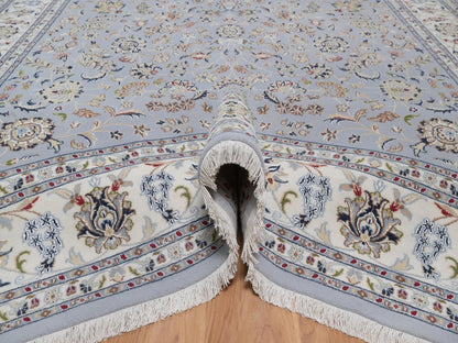 Blue 8'9" x 12'2" Fine Oriental Hand knotted Wool/Silk Rug - Sku: O092512