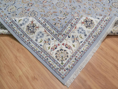 Blue 8'9" x 12'2" Fine Oriental Hand knotted Wool/Silk Rug - Sku: O092512