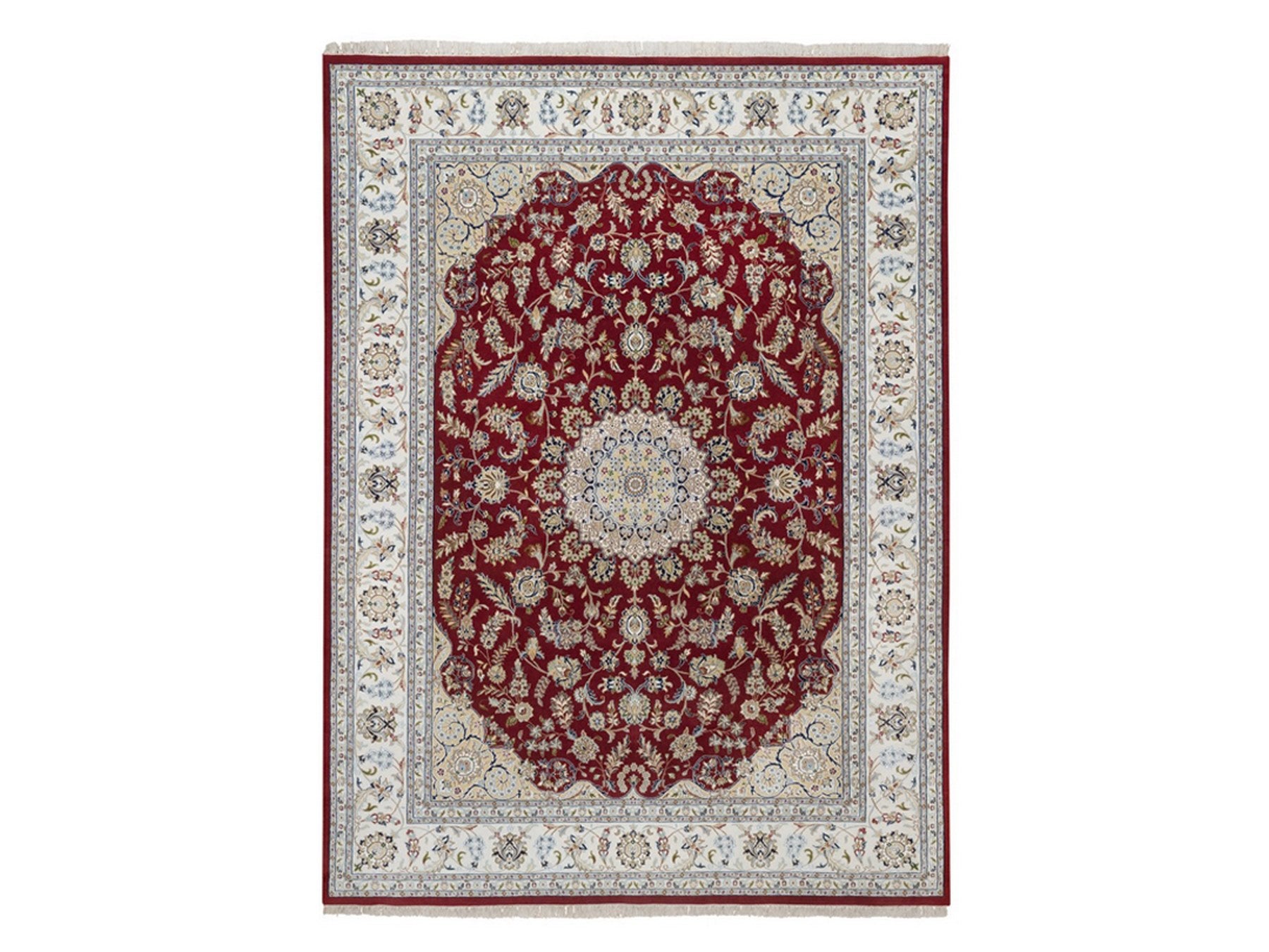 Red 8'9" x 11'10" Fine Oriental Hand knotted Wool/Silk Rug - Sku: O092513