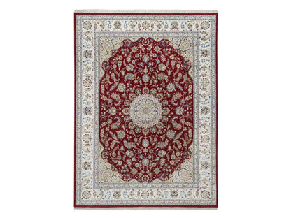 Nain Fine Oriental hand-knotted wool/silk rug in Red & Ivory, 8'9" x 11'10" — SKU O092513