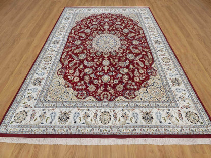 Nain Fine Oriental hand-knotted wool/silk rug in Red & Ivory, 8'9" x 11'10" — SKU O092513 (view 2)