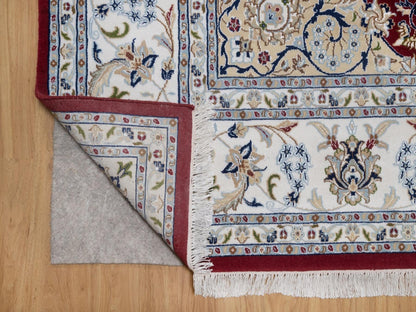 Nain Fine Oriental hand-knotted wool/silk rug in Red & Ivory, 8'9" x 11'10" — SKU O092513 (view 4)