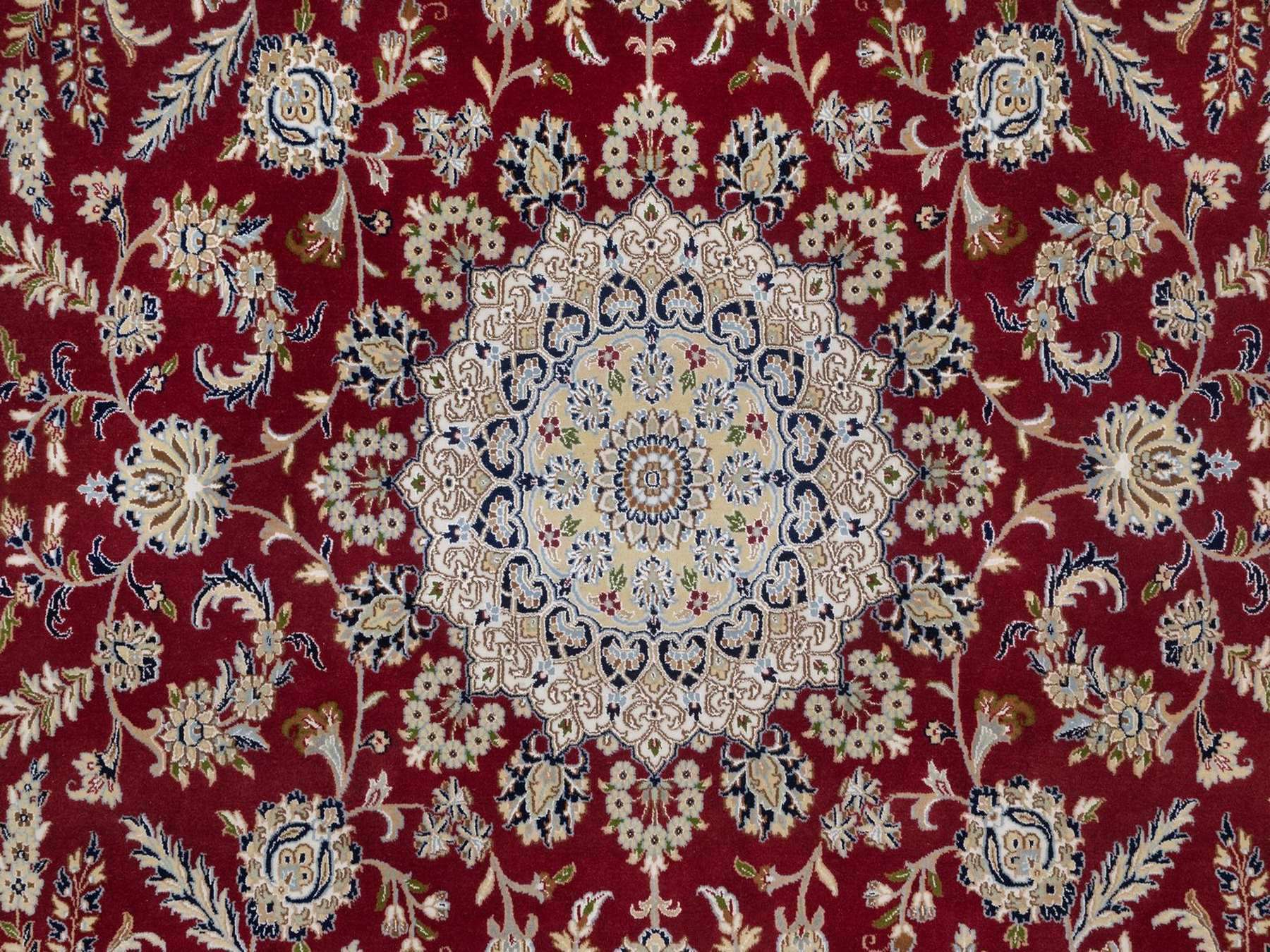 Nain Fine Oriental hand-knotted wool/silk rug in Red & Ivory, 8'9" x 11'10" — SKU O092513 (view 8)