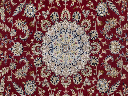 Nain Fine Oriental hand-knotted wool/silk rug in Red & Ivory, 8'9" x 11'10" — SKU O092513 (view 8)