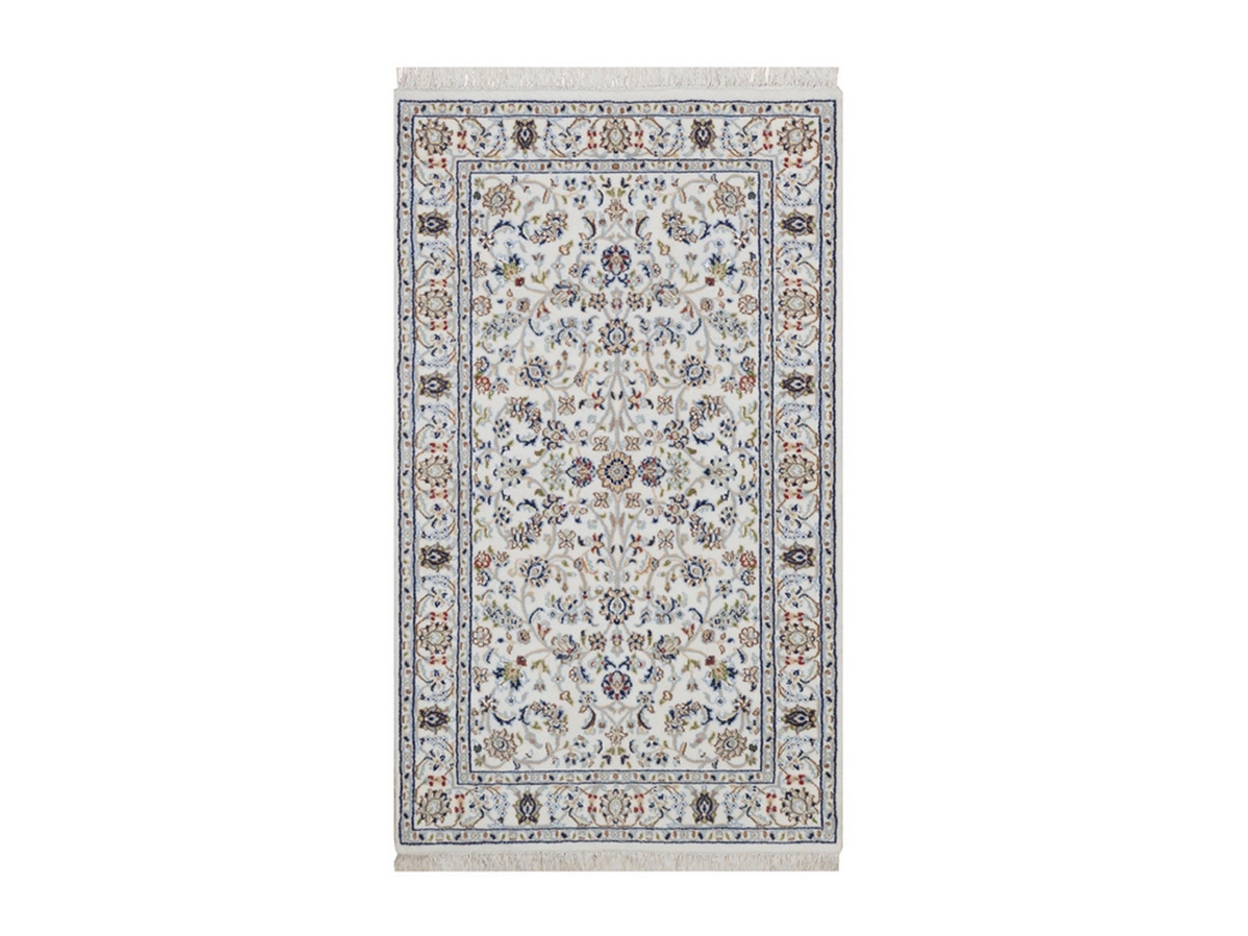 Nain Fine Oriental hand-knotted wool/silk rug in Ivory, 3'1" x 5'3" — SKU O092514