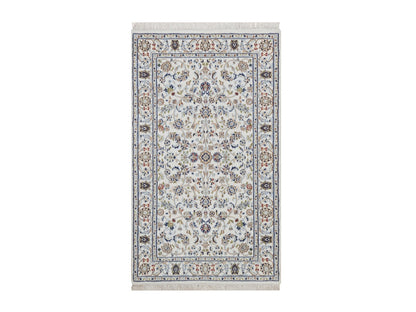 Nain Fine Oriental hand-knotted wool/silk rug in Ivory, 3'1" x 5'3" — SKU O092514