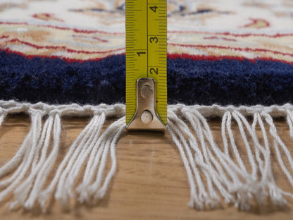 Nain Fine Oriental hand-knotted wool/silk rug in Blue & Ivory, 5'1" x 5'2" — SKU O092515 (view 7)