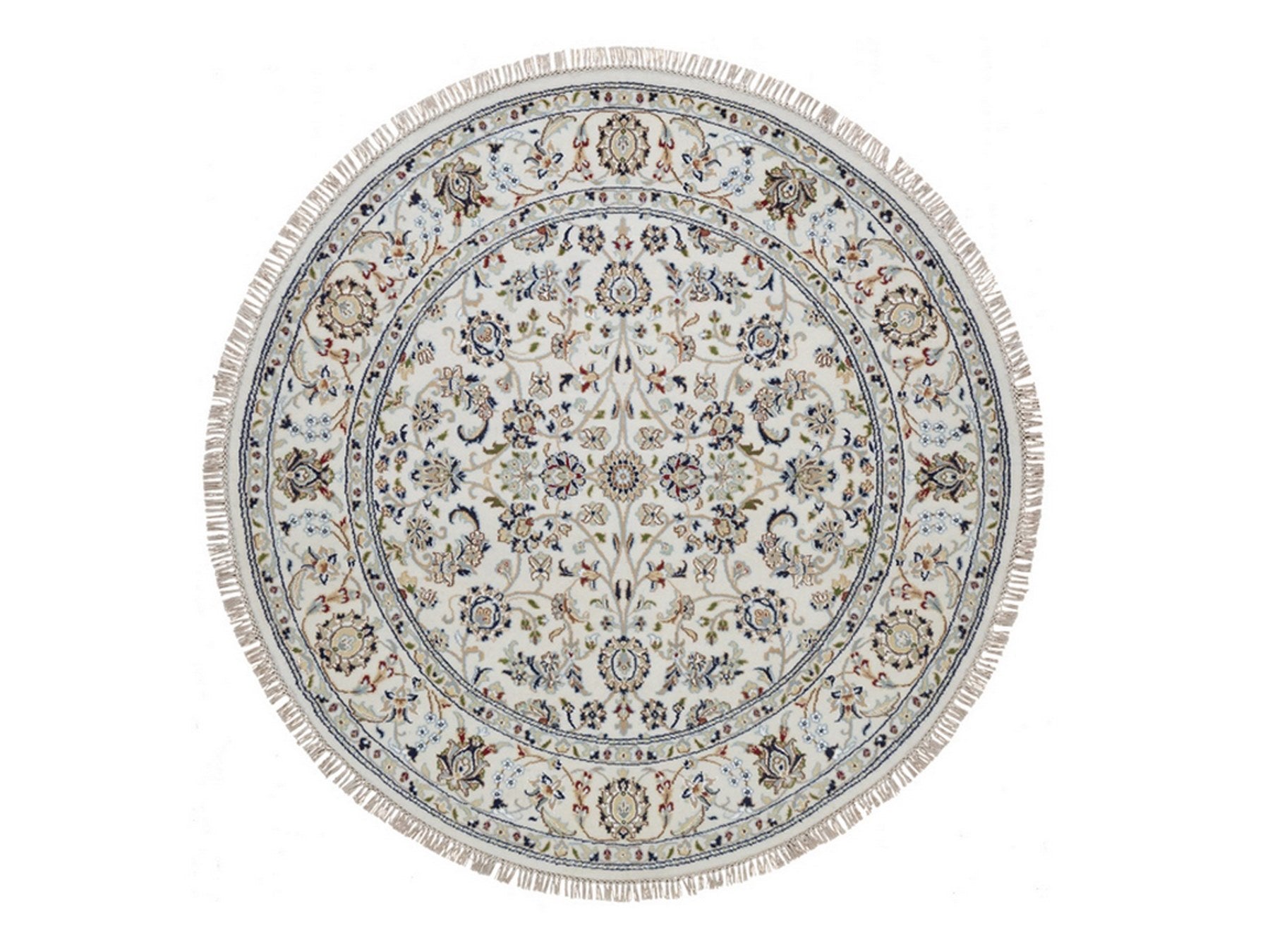 Nain Fine Oriental hand-knotted wool/silk rug in Ivory, 5' x 5'1" — SKU O092516