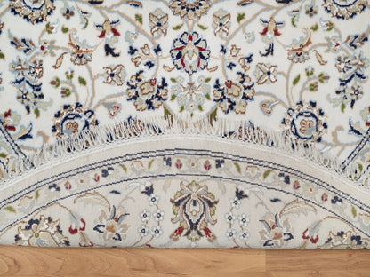 Nain Fine Oriental hand-knotted wool/silk rug in Ivory, 5' x 5'1" — SKU O092516 (view 3)