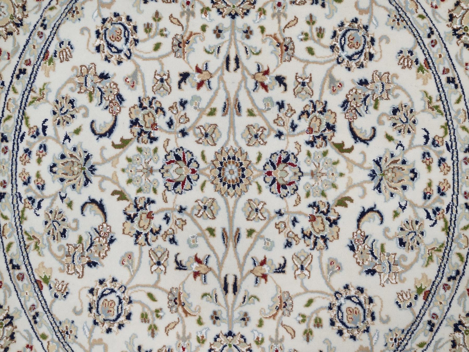 Nain Fine Oriental hand-knotted wool/silk rug in Ivory, 5' x 5'1" — SKU O092516 (view 5)