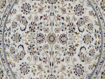 Nain Fine Oriental hand-knotted wool/silk rug in Ivory, 5' x 5'1" — SKU O092516 (view 5)