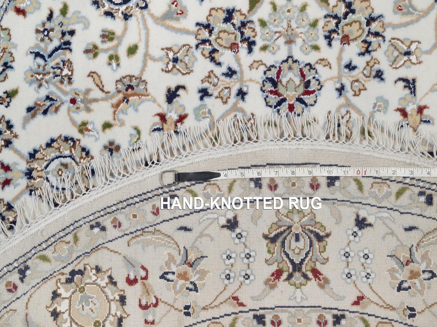 Nain Fine Oriental hand-knotted wool/silk rug in Ivory, 5' x 5'1" — SKU O092516 (view 8)