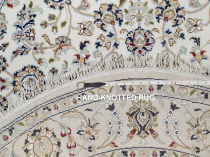 Nain Fine Oriental hand-knotted wool/silk rug in Ivory, 5' x 5'1" — SKU O092516 (view 8)