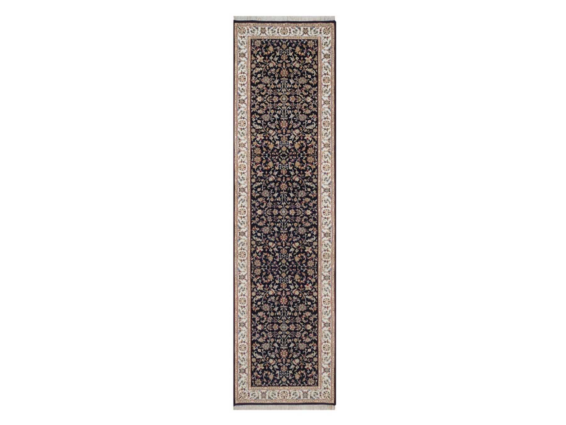 Blue 2'9" x 10'4" Fine Oriental Hand knotted Wool/Silk Rug - Sku: O092517