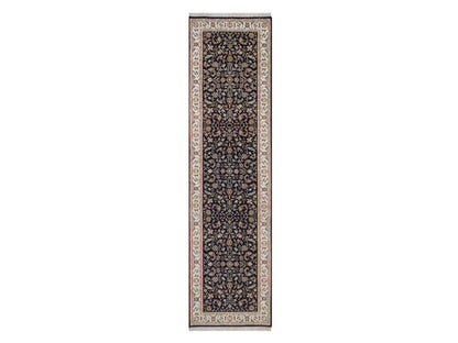 Blue 2'9" x 10'4" Fine Oriental Hand knotted Wool/Silk Rug - Sku: O092517