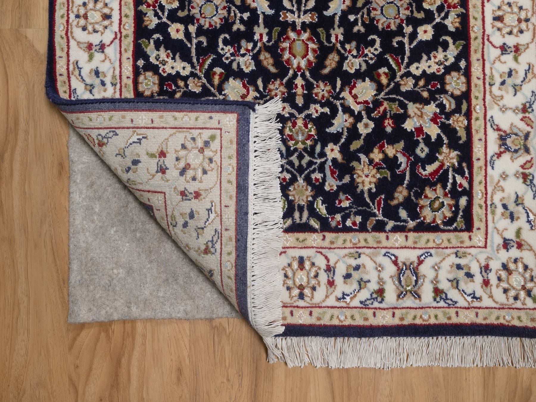 Nain Fine Oriental hand-knotted wool/silk runner in Blue & Ivory, 2'9" x 10'4" — SKU O092517 (view 3)