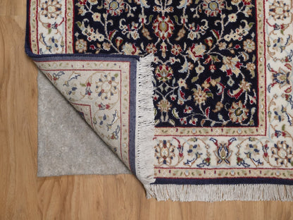 Nain Fine Oriental hand-knotted wool/silk runner in Blue & Ivory, 2'9" x 10'4" — SKU O092517 (view 3)