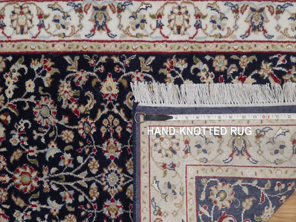 Blue 2'9" x 10'4" Fine Oriental Hand knotted Wool/Silk Rug - Sku: O092517