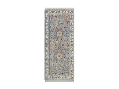 Blue 2'8" x 6'3" Fine Oriental Hand knotted Wool/Silk Rug - Sku: O092519