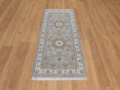 Blue 2'8" x 6'3" Fine Oriental Hand knotted Wool/Silk Rug - Sku: O092519