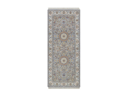 Blue 2'8" x 6'3" Fine Oriental Hand knotted Wool/Silk Rug - Sku: O092520
