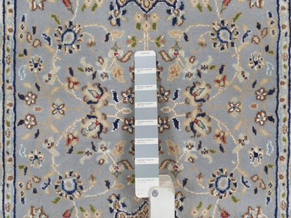 Nain Fine Oriental hand-knotted wool/silk runner in Blue & Ivory, 2'8" x 6'3" — SKU O092520 (view 4)