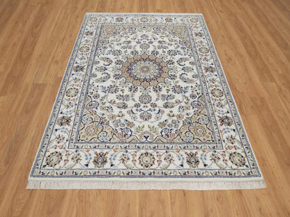 Nain Fine Oriental hand-knotted wool/silk rug in Ivory, 5'2" x 7'1" — SKU O092523 (view 2)