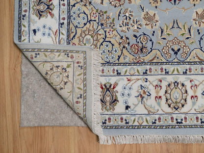 Blue 5'0" x 8'3" Fine Oriental Hand knotted Wool/Silk Rug - Sku: O092524