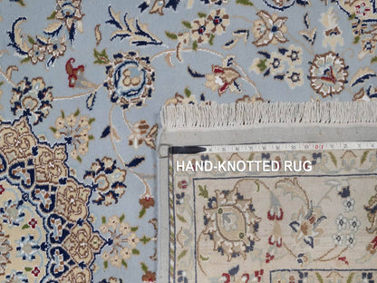 Blue 5'0" x 8'3" Fine Oriental Hand knotted Wool/Silk Rug - Sku: O092524