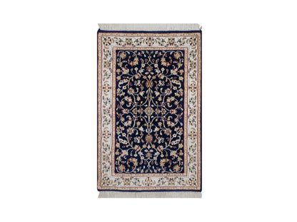 Blue 2'1" x 3'3" Fine Oriental Hand knotted Wool/Silk Rug - Sku: O092530