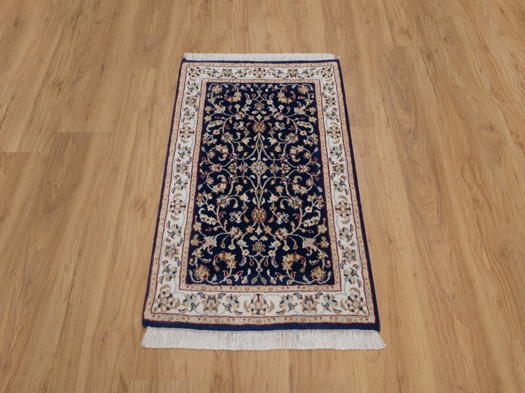 Blue 2'1" x 3'3" Fine Oriental Hand knotted Wool/Silk Rug - Sku: O092530