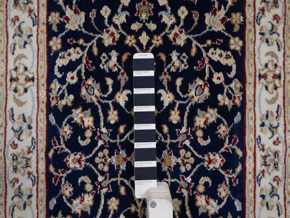 Blue 2'1" x 3'3" Fine Oriental Hand knotted Wool/Silk Rug - Sku: O092530