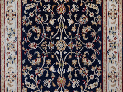 Blue 2'1" x 3'3" Fine Oriental Hand knotted Wool/Silk Rug - Sku: O092530