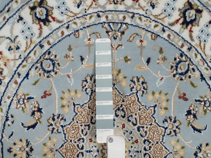 Blue 3'3" x 3'3" Fine Oriental Hand knotted Wool/Silk Rug - Sku: O092534