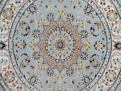 Blue 3'3" x 3'3" Fine Oriental Hand knotted Wool/Silk Rug - Sku: O092534