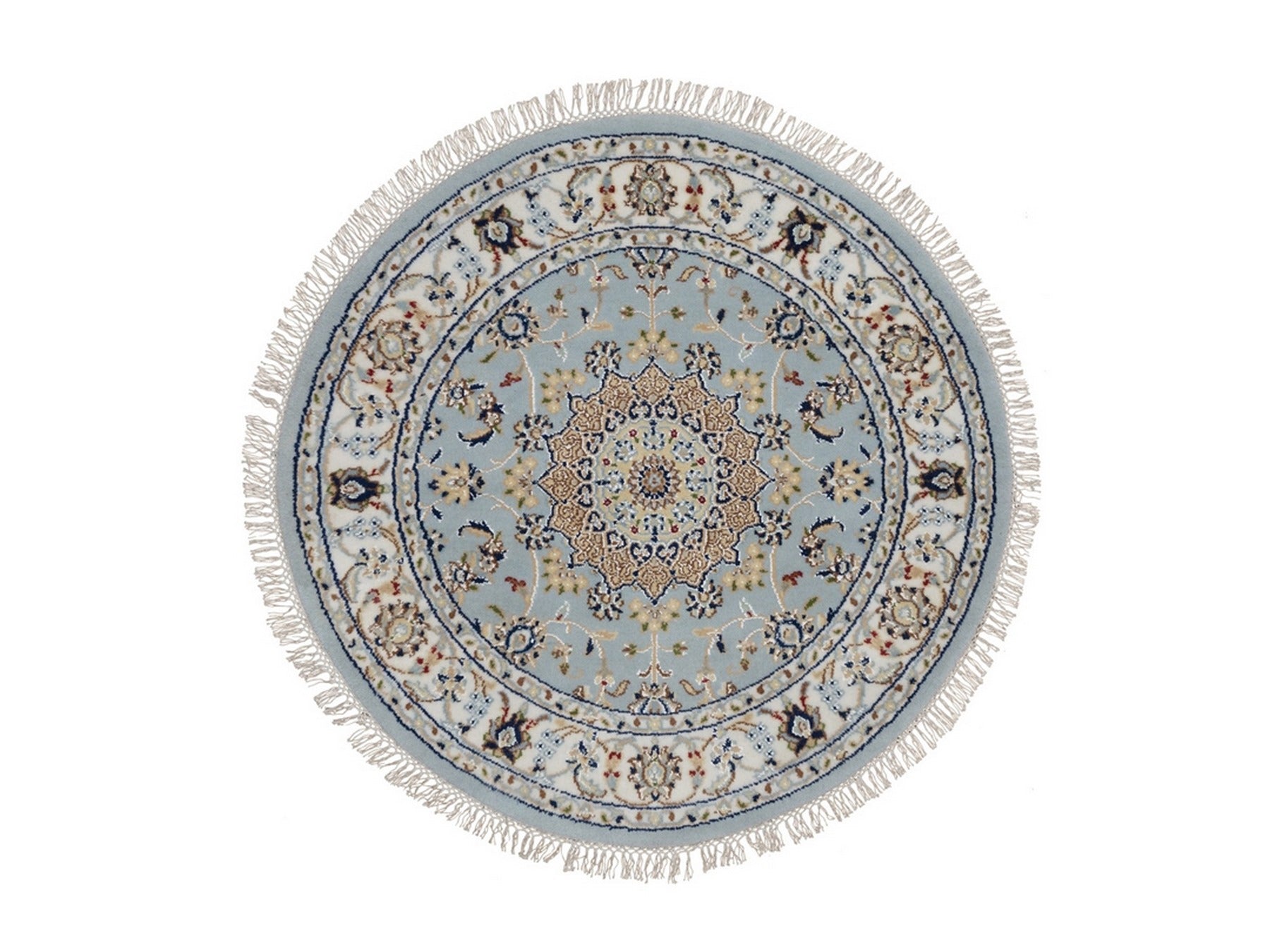 Blue 3'3" x 3'3" Fine Oriental Hand knotted Wool/Silk Rug - Sku: O092535