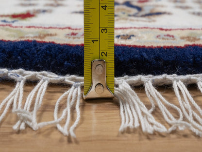 Blue 4'4" x 4'4" Fine Oriental Hand knotted Wool/Silk Rug - Sku: O092538