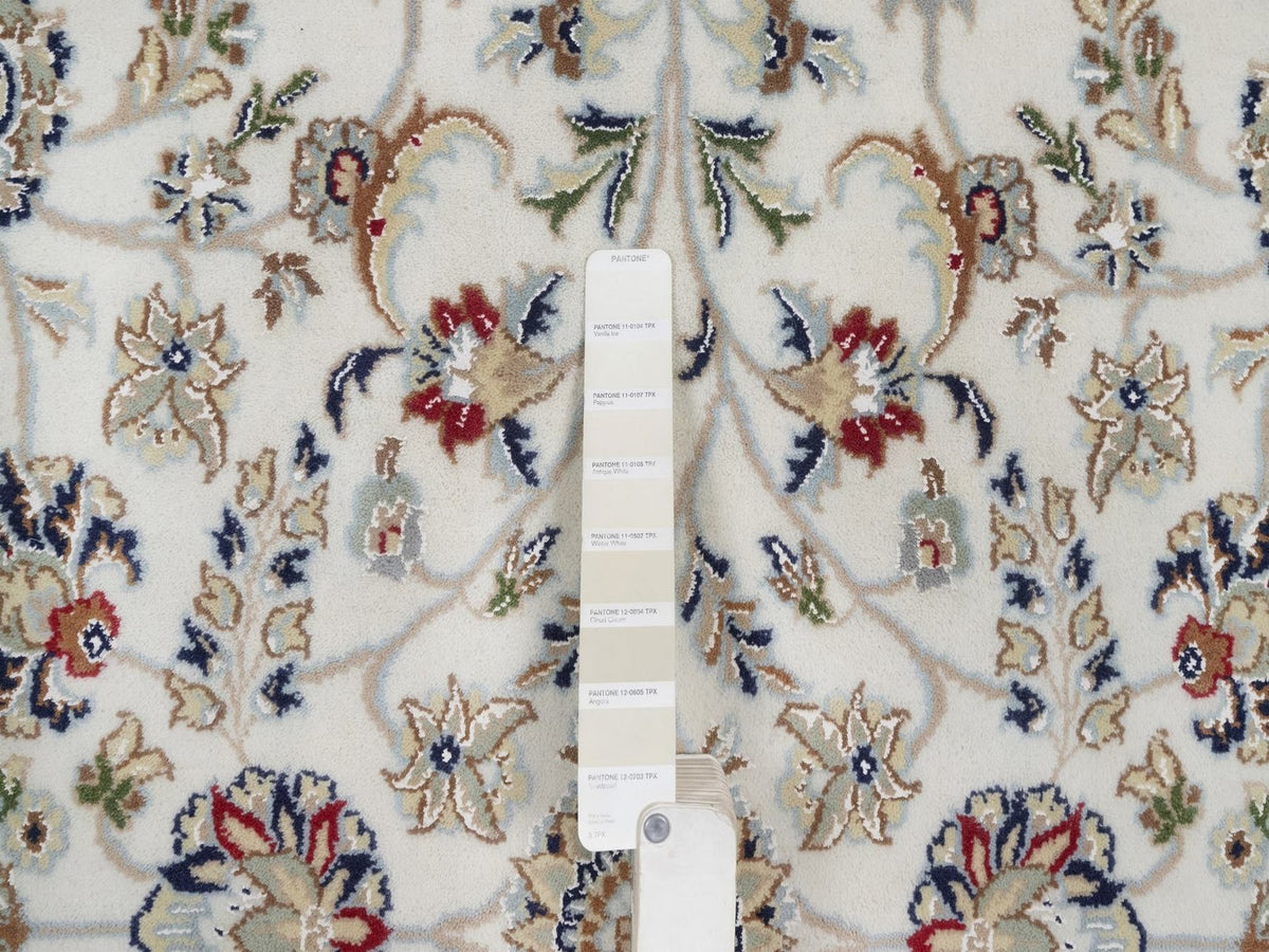 Nain Fine Oriental hand-knotted wool/silk rug in Ivory & Midnight Blue, 6'1" x 6'1" — SKU O092540 (view 4)