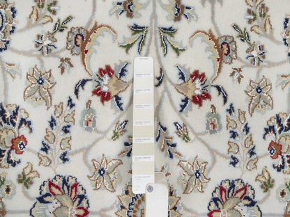 Nain Fine Oriental hand-knotted wool/silk rug in Ivory & Midnight Blue, 6'1" x 6'1" — SKU O092540 (view 4)