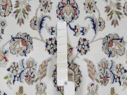 Nain Fine Oriental hand-knotted wool/silk rug in Ivory & Midnight Blue, 5'6" x 8'4" — SKU O092541 (view 4)