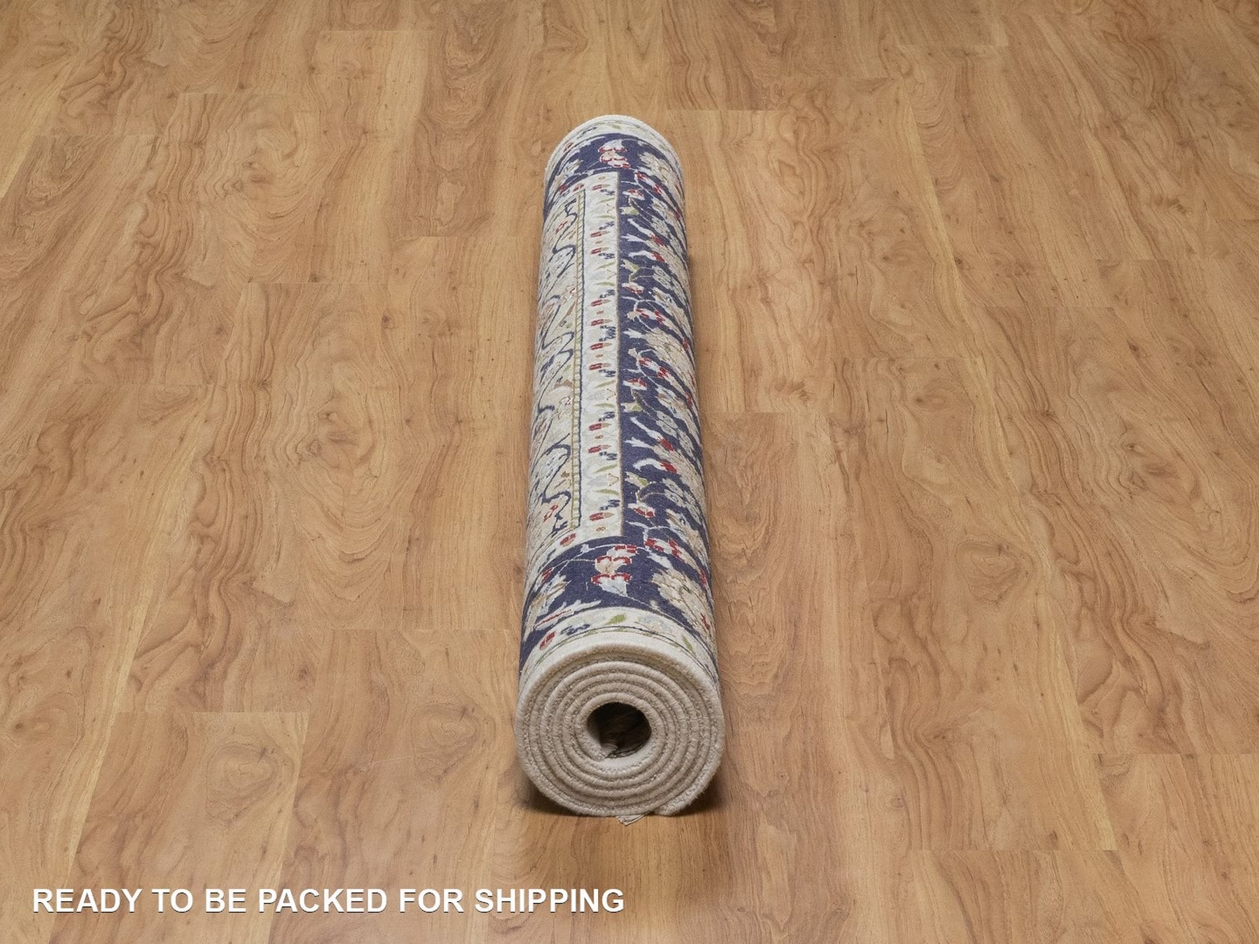 Nain Fine Oriental hand-knotted wool/silk rug in Ivory & Midnight Blue, 5'6" x 8'4" — SKU O092541 (view 6)