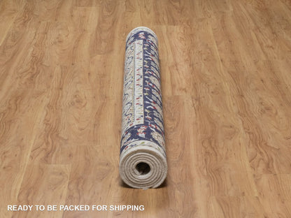Nain Fine Oriental hand-knotted wool/silk rug in Ivory & Midnight Blue, 5'6" x 8'4" — SKU O092541 (view 6)