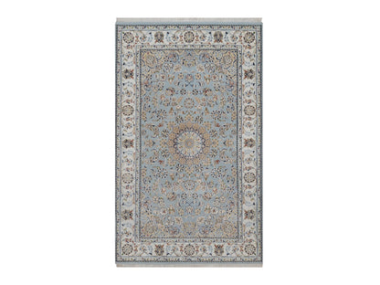 Blue 4'11" x 8'1" Fine Oriental Hand knotted Wool/Silk Rug - Sku: O092542