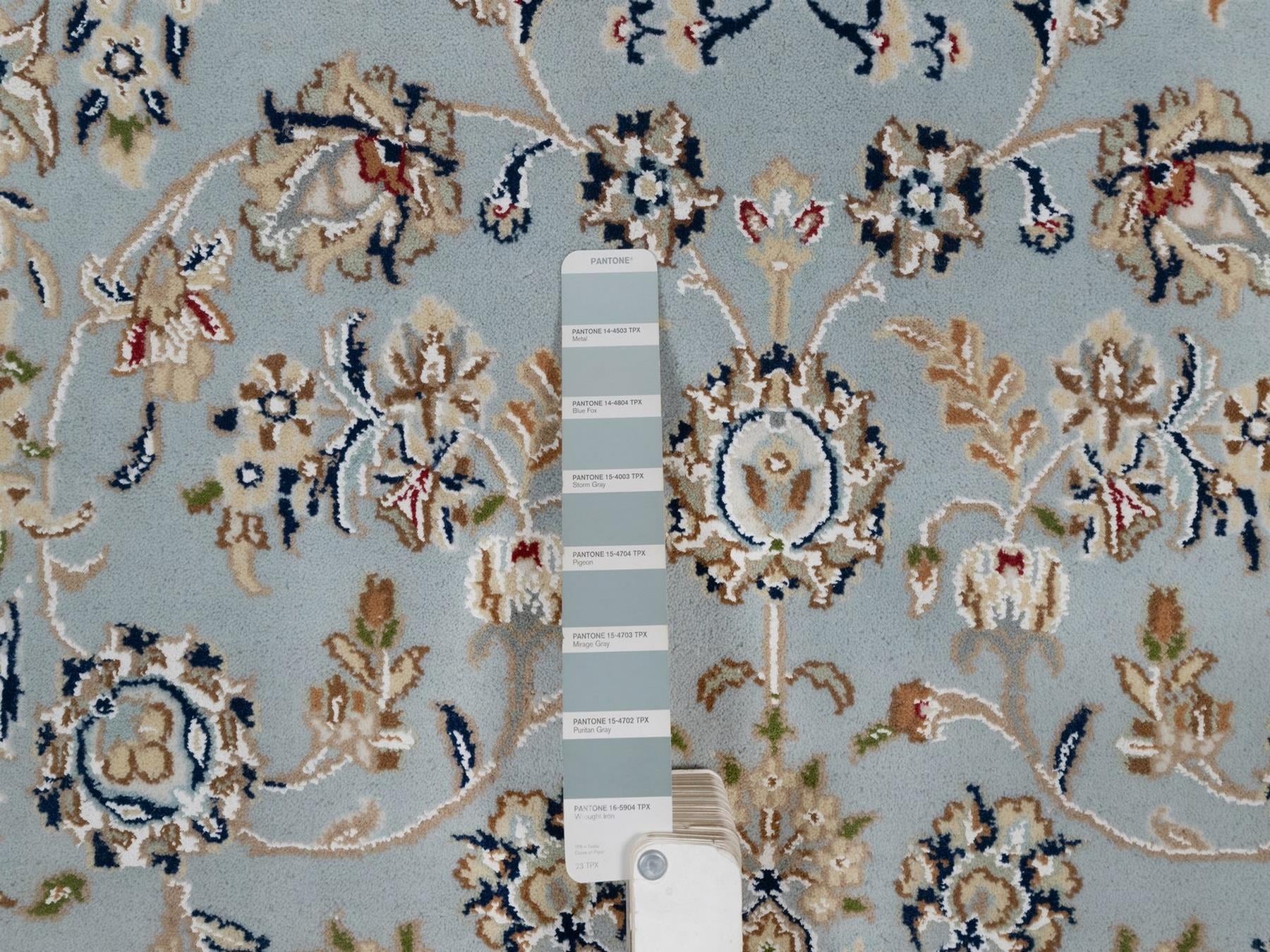 Nain Fine Oriental hand-knotted wool/silk rug in Blue & Ivory, 4'11" x 8'1" — SKU O092542 (view 4)