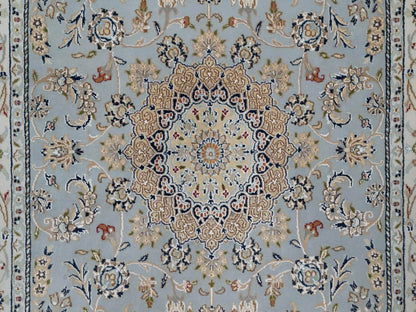 Blue 4'11" x 8'1" Fine Oriental Hand knotted Wool/Silk Rug - Sku: O092542