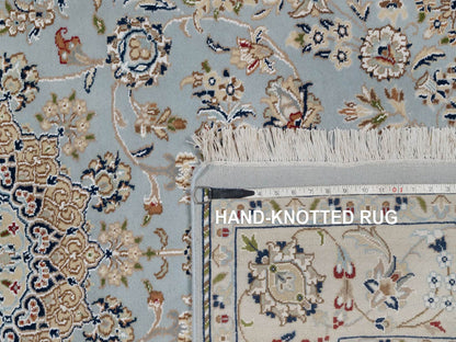 Blue 4'11" x 8'1" Fine Oriental Hand knotted Wool/Silk Rug - Sku: O092542