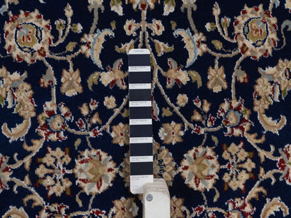Blue 4'3" x 4'3" Fine Oriental Hand knotted Wool/Silk Rug - Sku: O092545